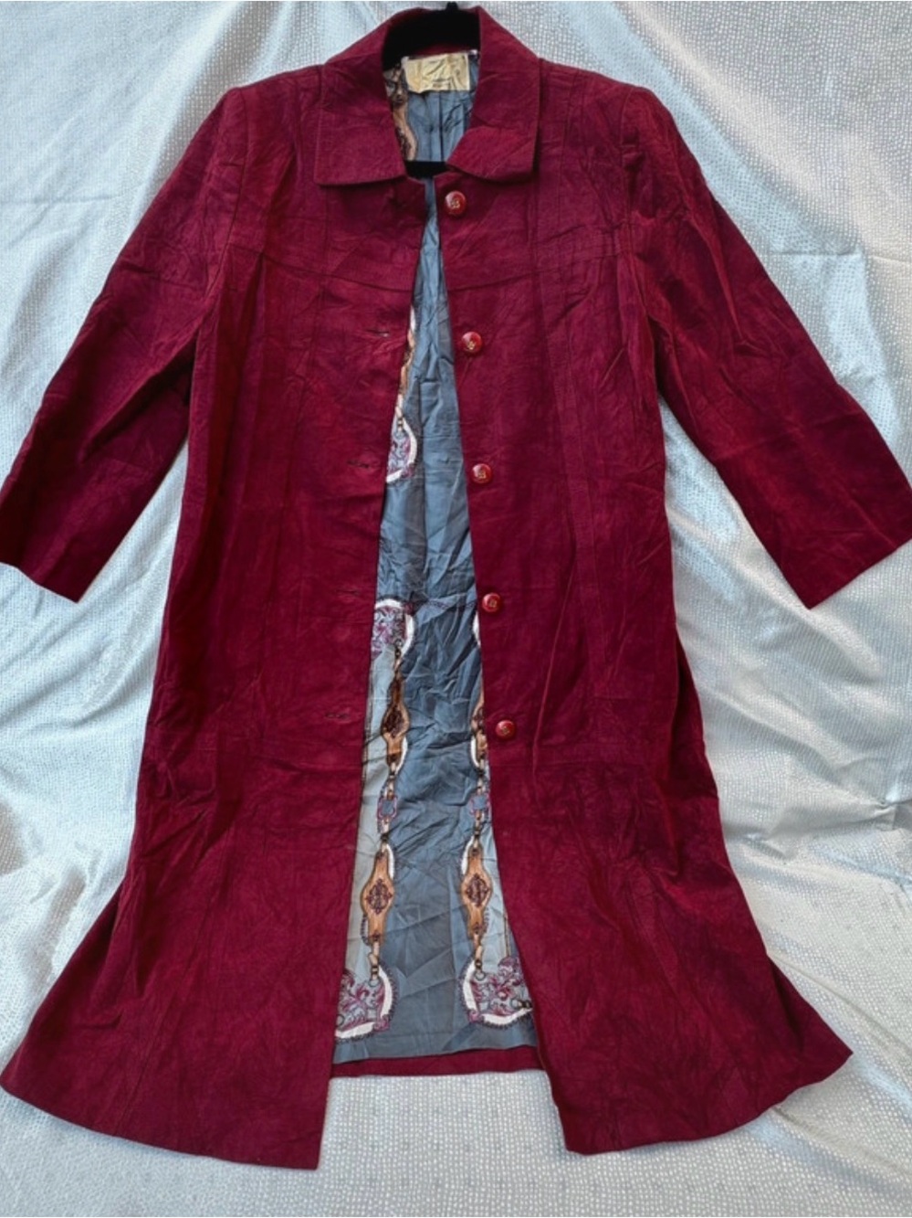 Vintage KIRA Longchamp Burgundy Suede Coat – Japan Size 9